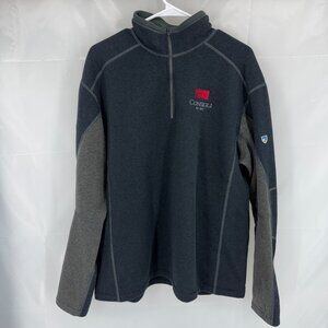 Kuhl Men XXL Revel 1/4 Zip Pullover Sweater Blue Fleece Lined Long Sleeve LOGOS